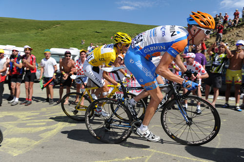 Ryder Hesjedal and Andy Schleck, Andy Jones at the Tour de France 2010 Ryder Hesjedal and Andy Schleck, Andy Jones at the Tour de France 2010