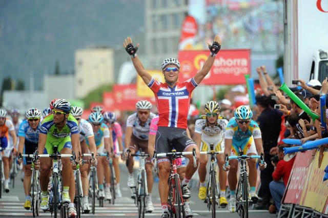 Thor Hushovd wins Vuelta a Espana 2010 stage six Thor Hushovd wins Vuelta a Espana 2010 stage six