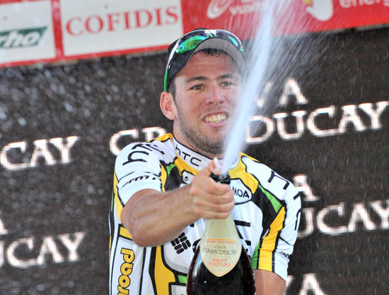 Mark Cavendish celebrates winning his first Vuelta stage, Vuelta a Espana 2010, stage 12 Mark Cavendish celebrates winning his first Vuelta stage, Vuelta a Espana 2010, stage 12