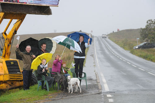 Fans in the rain, Tour of Britain 2010, stage one