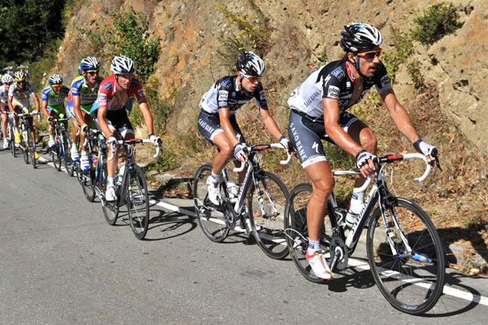 Fabian Cancellara leads the bunch, Vuelta a Espana 2010, stage 16