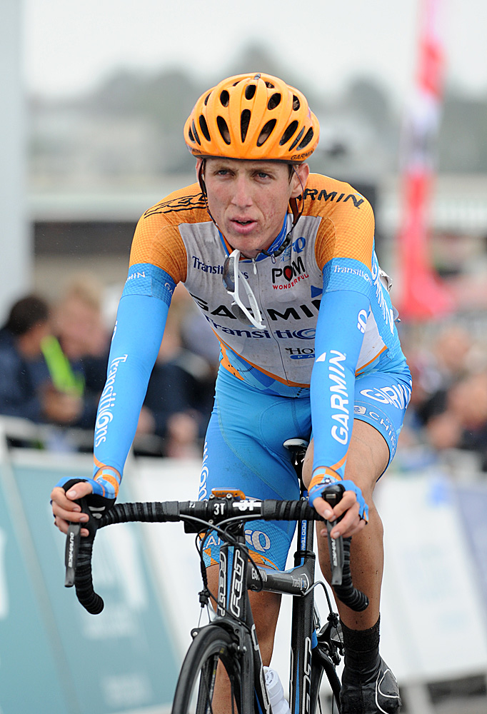 Daniel Martin after a hard day, Tour of Britain 2010, stage 4