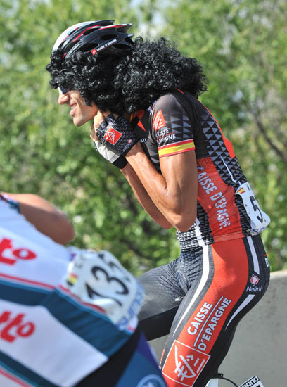 Ruben Plaza and wig, Vuelta a Espana 2010, stage 21