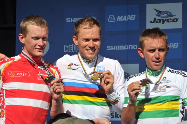 Breschel, Hushovd and Davis, World Championships 2010, men's road race