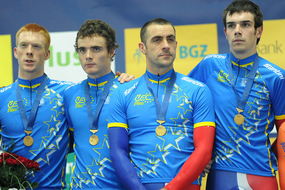 GB men's team pursuit squad win gold, European Track Championships 2010 GB men's team pursuit squad win gold, European Track Championships 2010