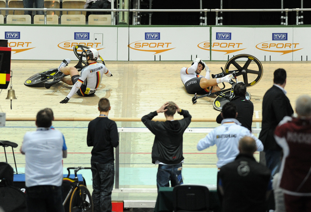 German crash, madison, European Track Championships 2010, day 3