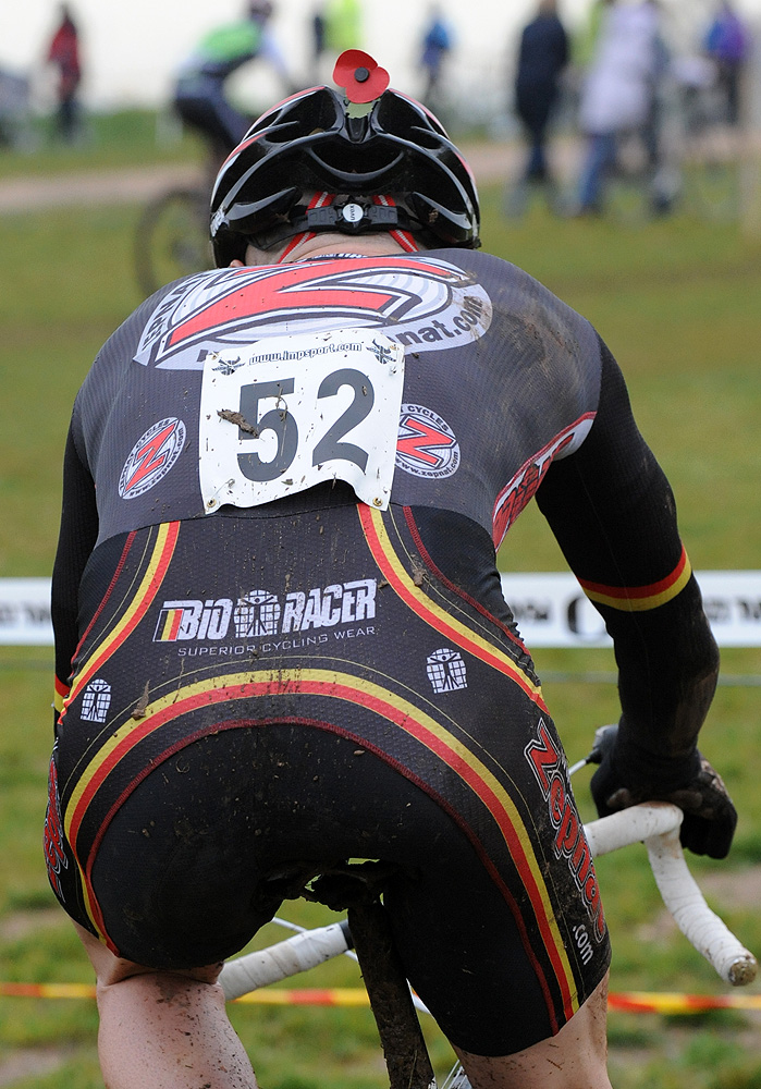 Matt Denby wears poppy, National Trophy CX 2010 round 3, Mallroy Park