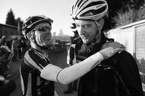 Nick Craig congratulates Paul Oldham, Cyclo-Cross National Championships 2011 Nick Craig congratulates Paul Oldham, Cyclo-Cross National Championships 2011