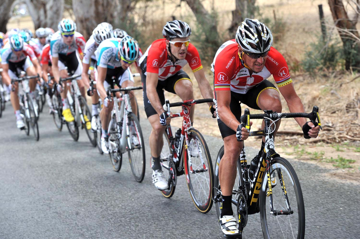 Lance Armstrong at the front, Tour Down Under 2011, stage four