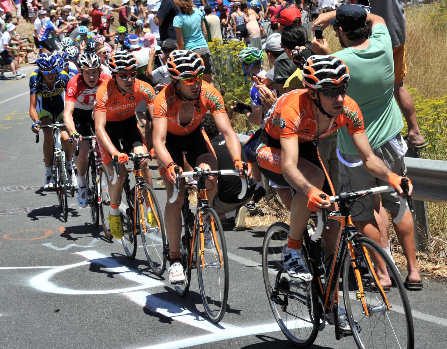 Euskaltel on Willunga Hill, Tour Down Under 2011, stage five
