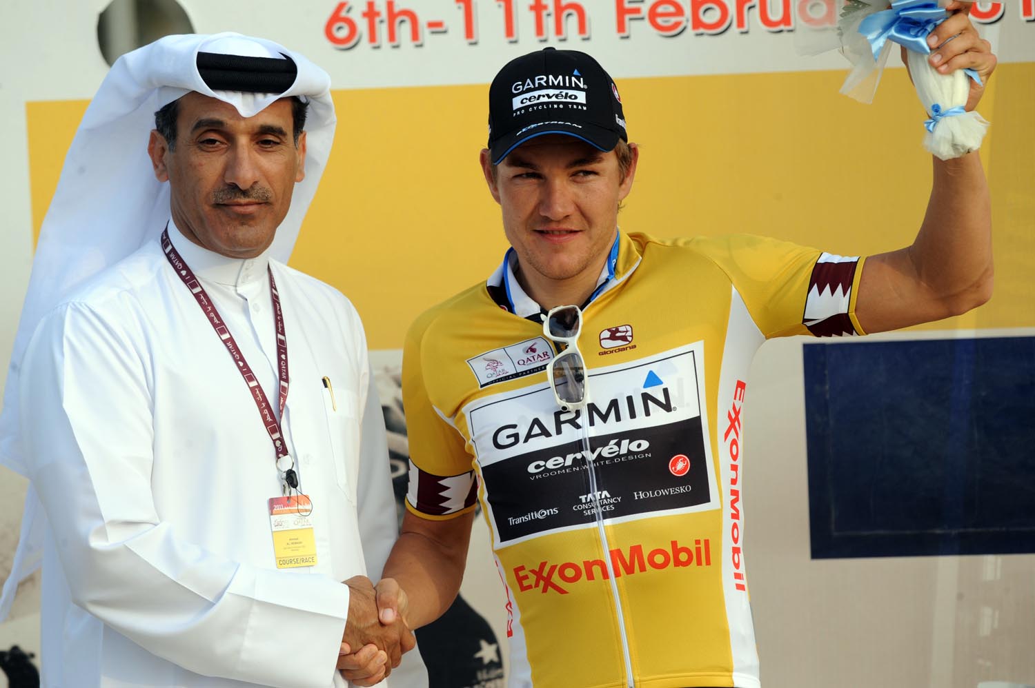 Heinrich Haussler leads, Tour of Qatar 2011, stage three