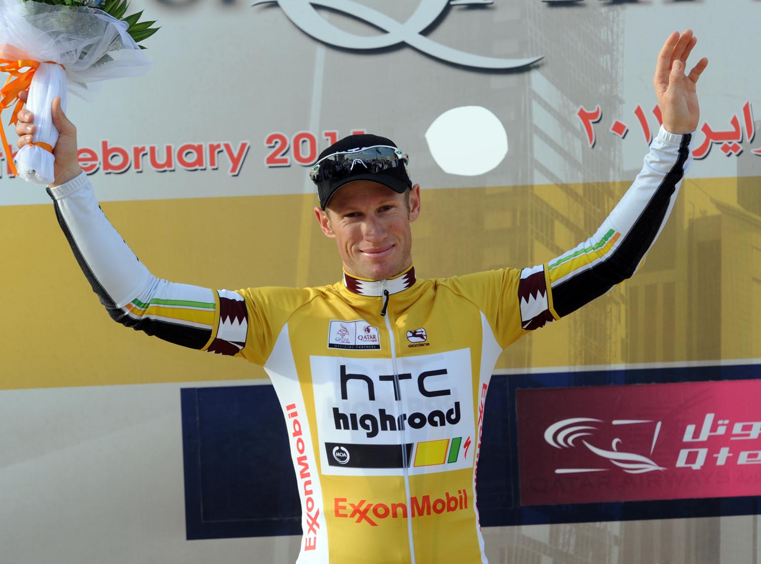 Heinrich Haussler on the podium, Tour of Qatar 2011, stage four
