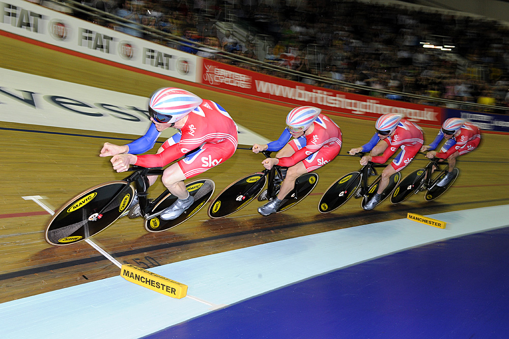 Ed Clancy on front, Britain wins team pursuit, Manchester Track World Cup 2011 Ed Clancy on front, Britain wins team pursuit, Manchester Track World Cup 2011