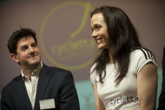 Victoria Pendleton and Nick Rusling at Cycletta launch 2011 Victoria Pendleton and Nick Rusling at Cycletta launch 2011