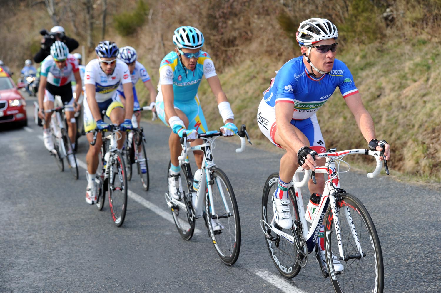 Thomas Voeckler in escape group, Paris-Nice 2011, stage four