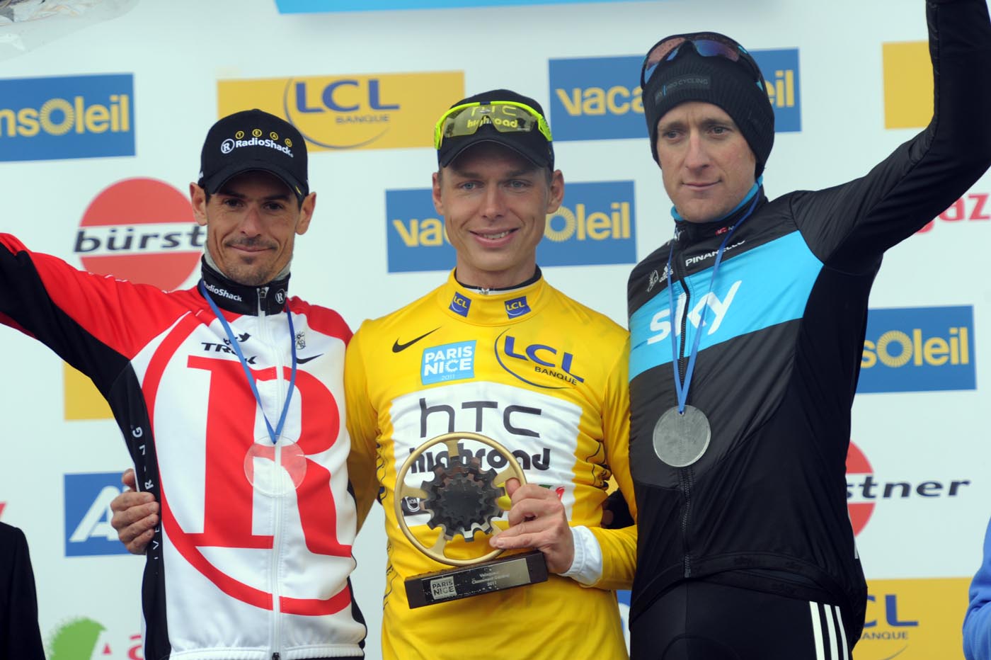 Tony Martin wins, Andreas Kloden second, Bradley Wiggins third overall, Paris-Nice 2011, stage eight Tony Martin wins, Andreas Kloden second, Bradley Wiggins third overall, Paris-Nice 2011, stage eight