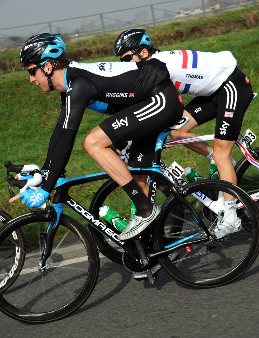 Bradley Wiggins and Geraint Thomas, Milan-San Remo 2011 Bradley Wiggins and Geraint Thomas, Milan-San Remo 2011
