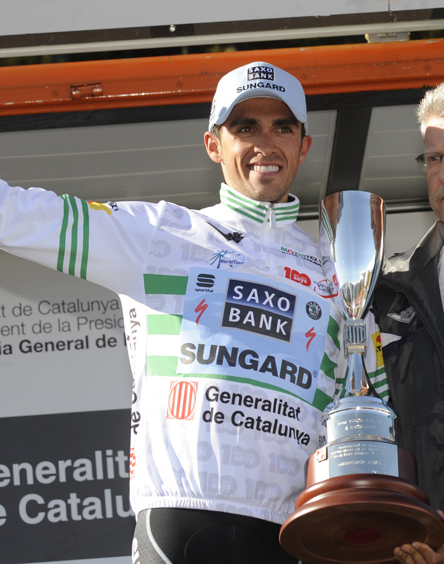 Alberto Contador on podium, Volta a Catalunya 2011, stage three Alberto Contador on podium, Volta a Catalunya 2011, stage three