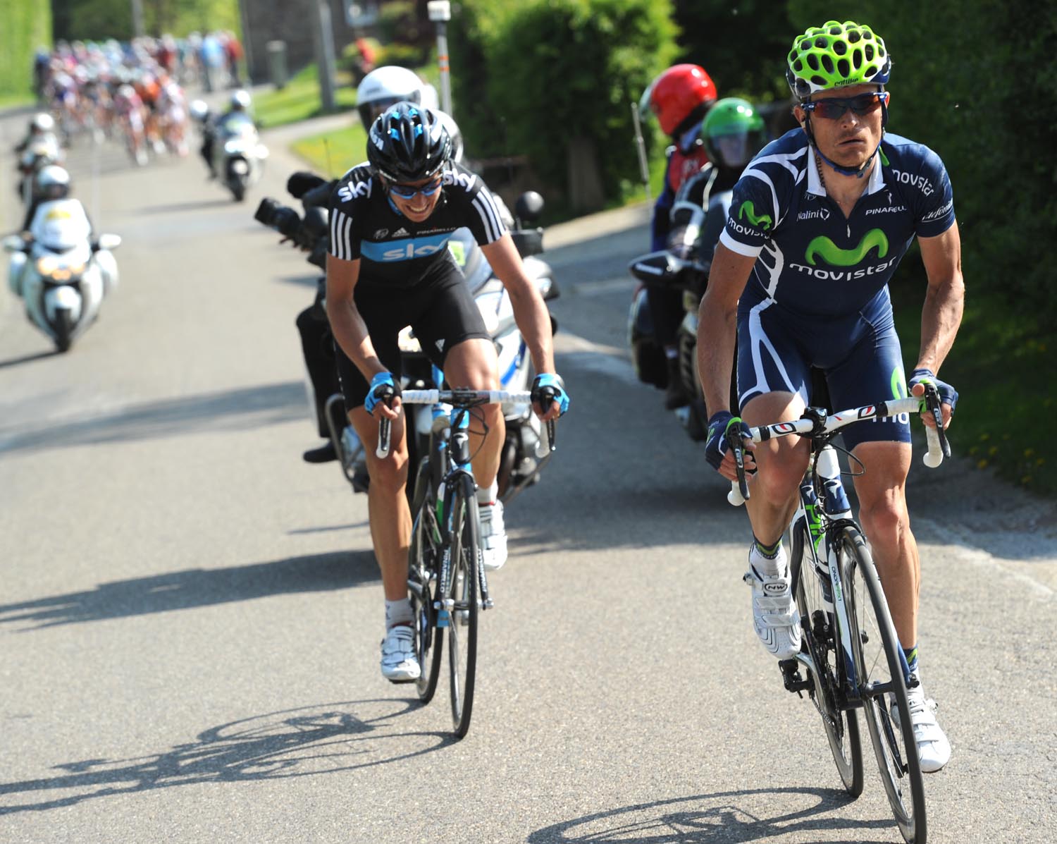 Vasil Kiryienka and Thomas Lofkvist escape, Fleche Wallonne 2011