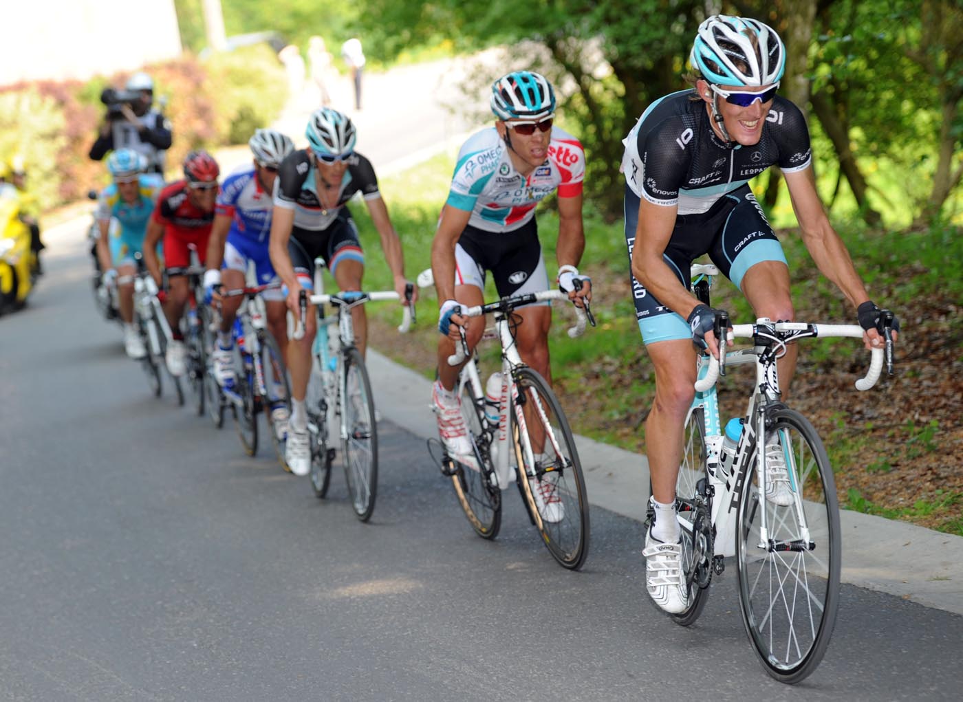 Andy Schleck leads, Liege-Bastogne-Liege 2011