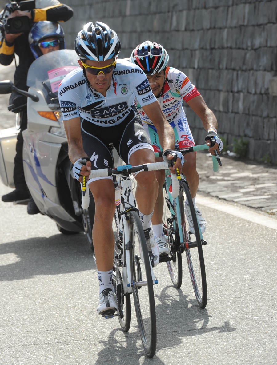 Alberto Contador and Jose Rujano, Giro d'Italia 2011, stage nine