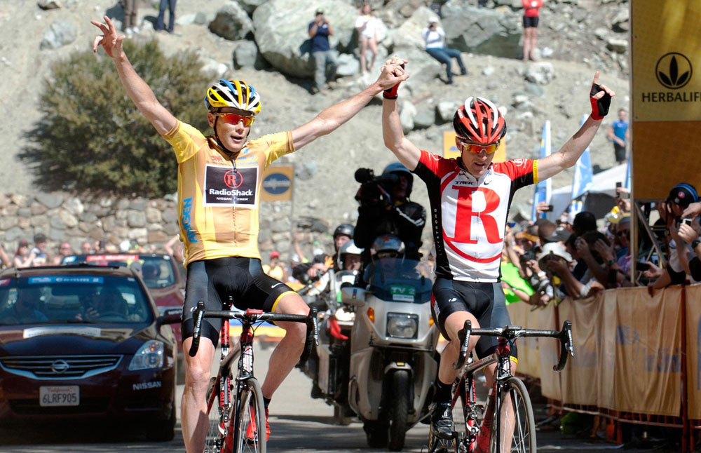 Chris Horner and Levi Leipheimer, Tour of California 2011, stage seven Chris Horner and Levi Leipheimer, Tour of California 2011, stage seven