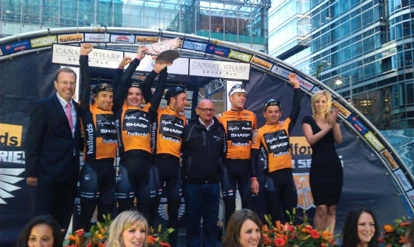 Rapha on the podium Tour Series Canary Wharf