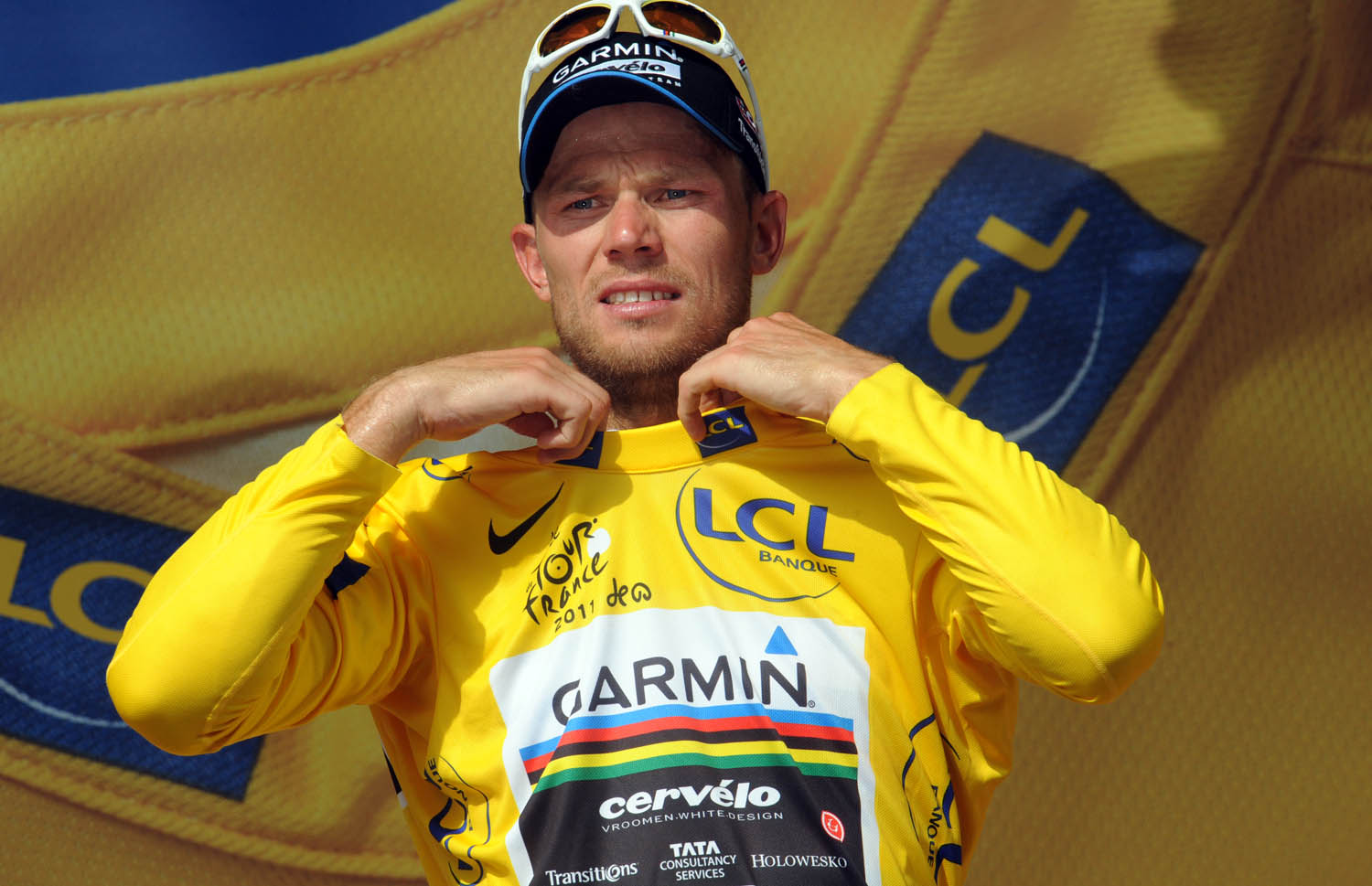 Thor Hushovd in yellow, Tour de France 2011, stage three