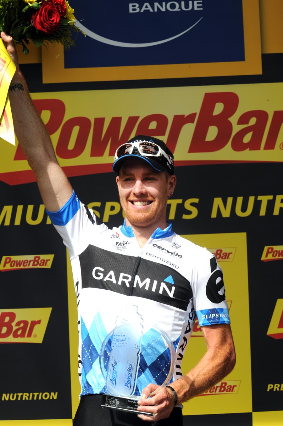 Tyler Farrar on podium, Tour de France 2011, stage three
