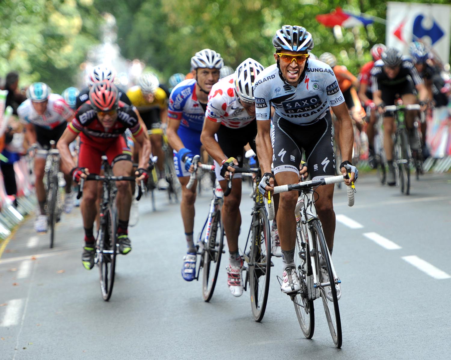 Alberto Contador attacks, Tour de France 2011, stage four