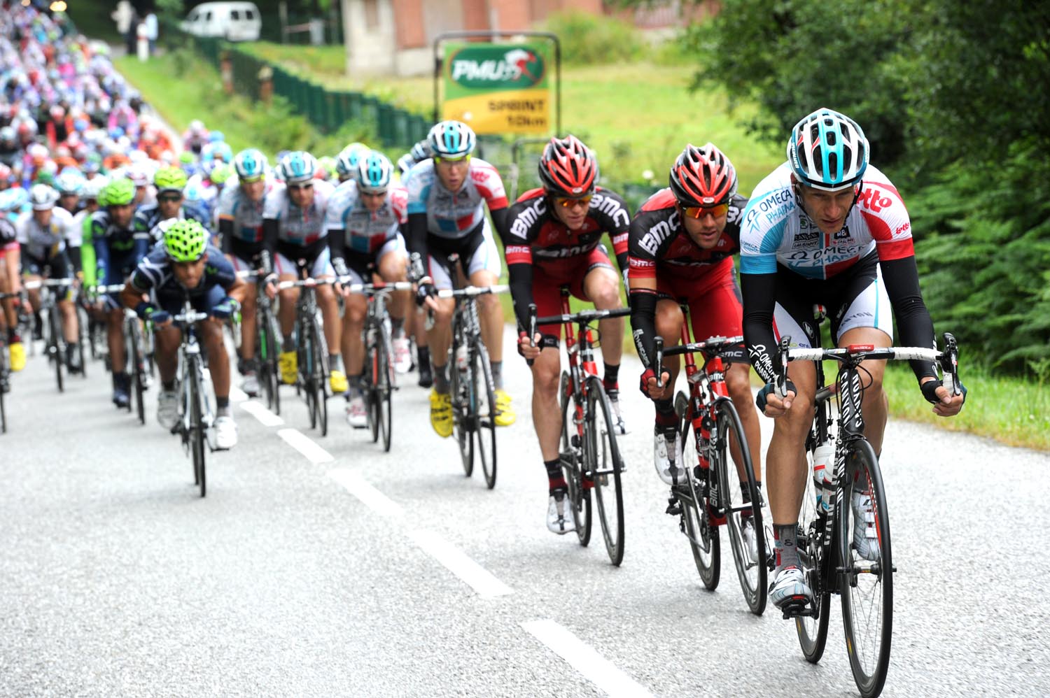 Sebastian Lang chases, Tour de France 2011, stage four