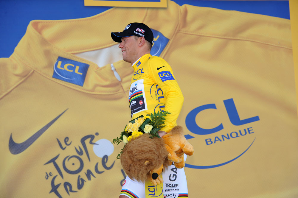 Thor Hushovd in yellow, Tour de France 2011, stage 4