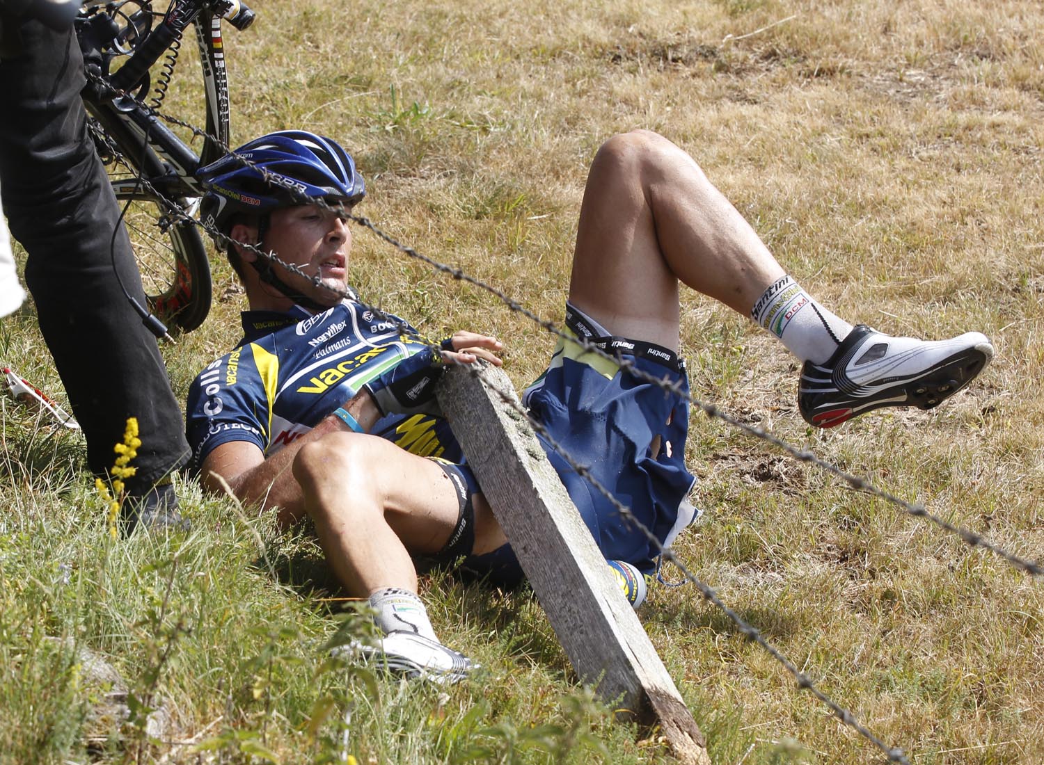 Johnny Hoogerland crash, Tour de France 2011, stage nine Johnny Hoogerland crash, Tour de France 2011, stage nine