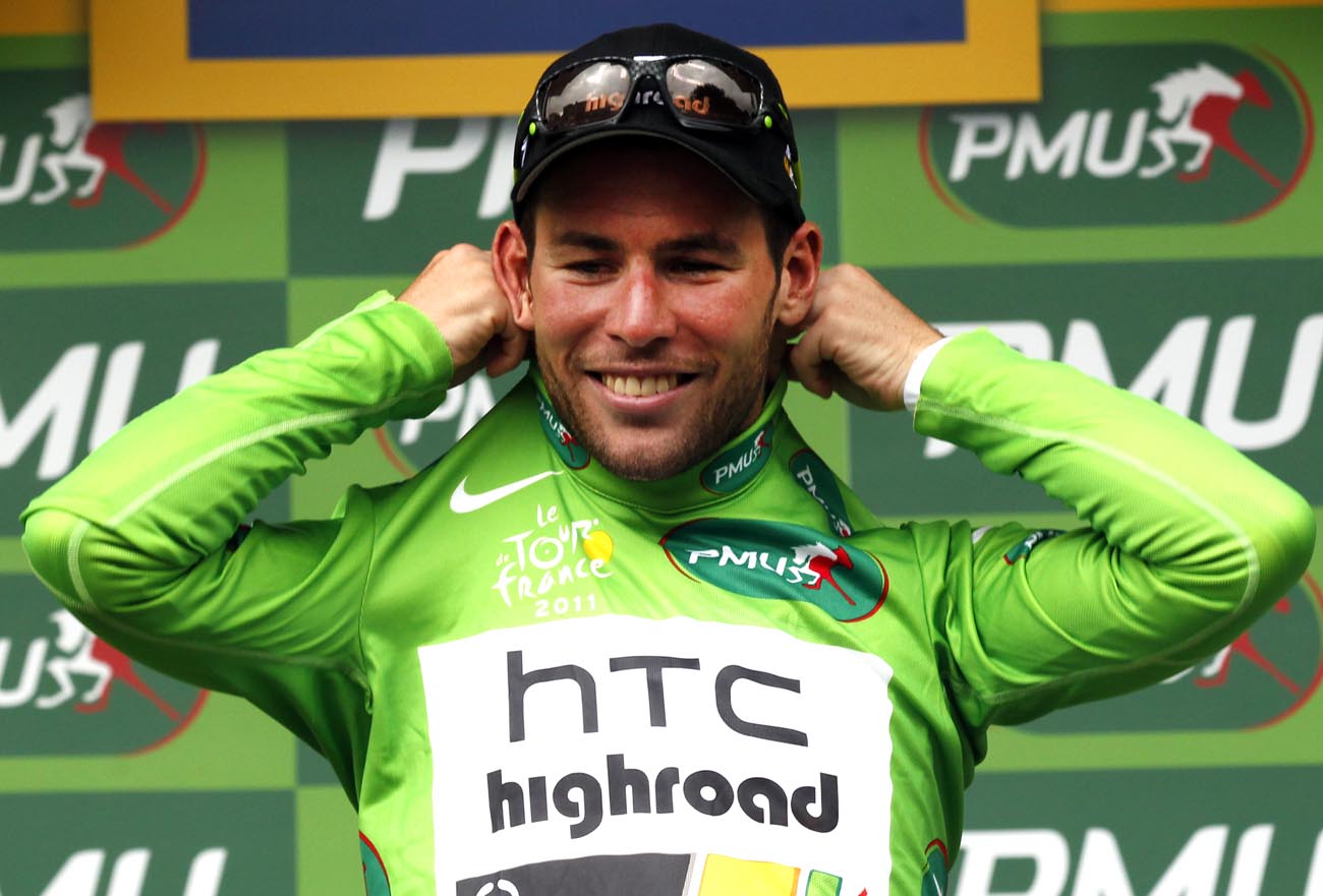 Mark Cavendish in green jersey, Tour de France 2011, stage 11
