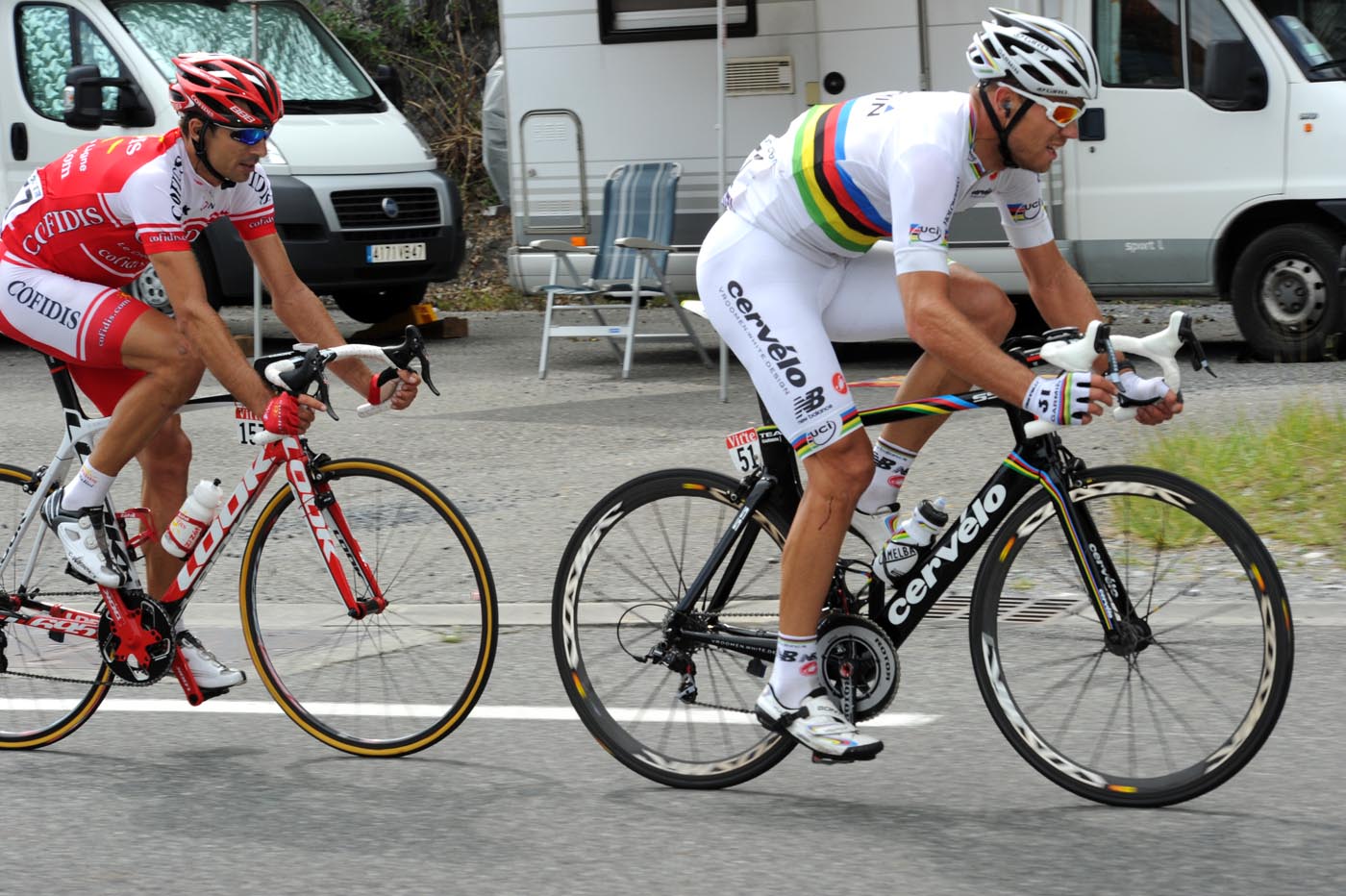 Thor Hushovd and David Moncoutie, Tour de France 2011, stage 13