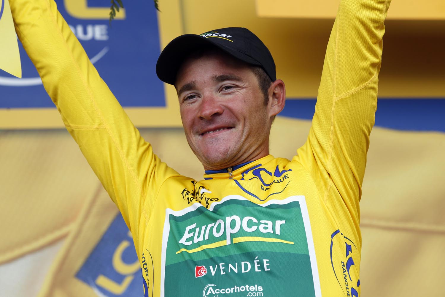 Thomas Voeckler on podium, Tour de France 2011, stage 14