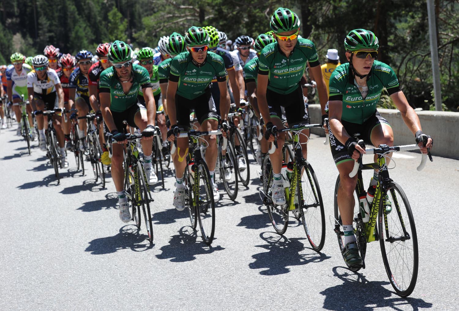 Europcar chases for race leader Thomas Voeckler, Tour de France 2011, stage 17 Europcar chases for race leader Thomas Voeckler, Tour de France 2011, stage 17