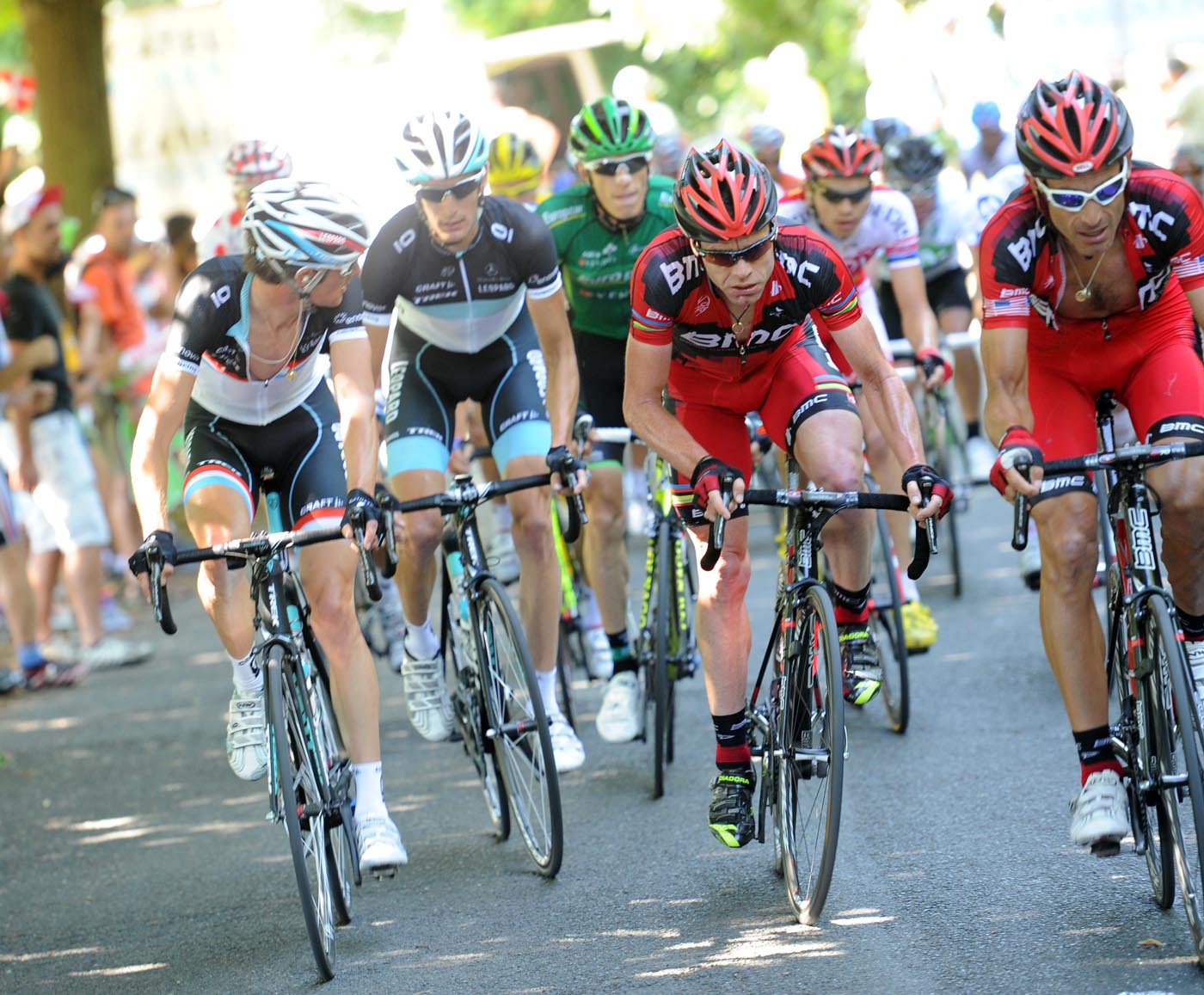 Cadel Evans and George Hincapie, Tour de France 2011, stage 17