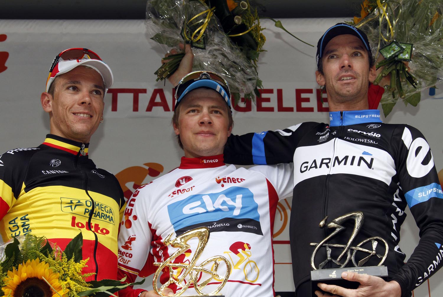 Edvald Boasson Hagen wins overall. Philippe Gilbert second, David Millar third. Eneco Tour 2011, stage six Edvald Boasson Hagen wins overall. Philippe Gilbert second, David Millar third. Eneco Tour 2011, stage six