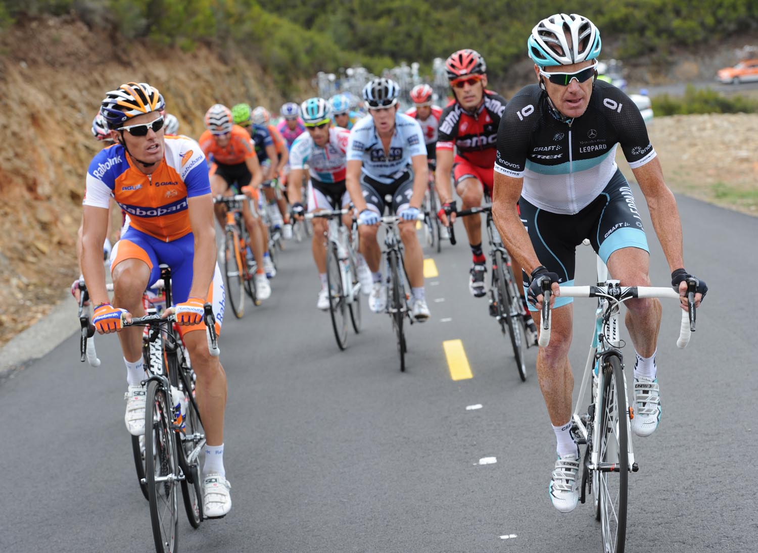 Stuart O'Grady and Luis Leon Sanchez in escape, Vuelta a Espana 2011, stage 11 Stuart O'Grady and Luis Leon Sanchez in escape, Vuelta a Espana 2011, stage 11