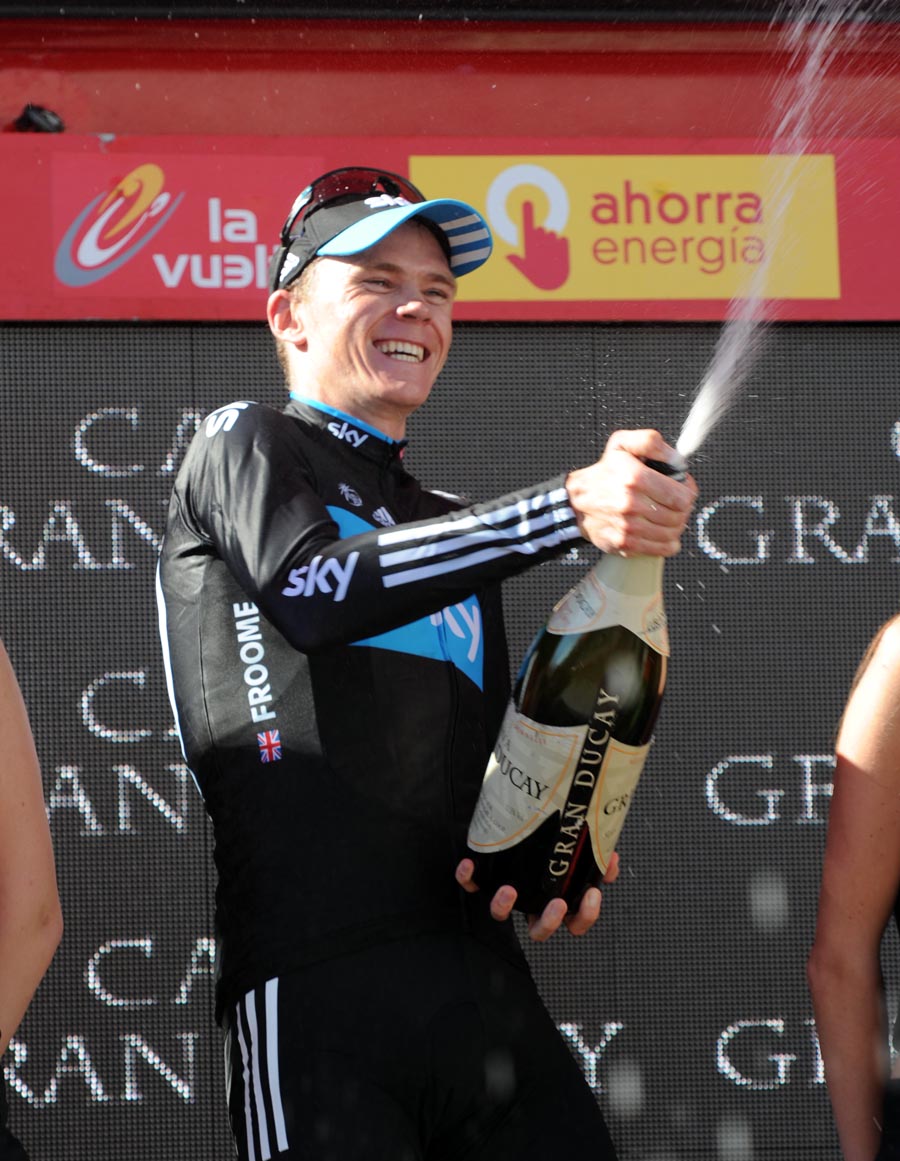 Chris Froome celebrates, Vuelta a Espana 2011, stage 17