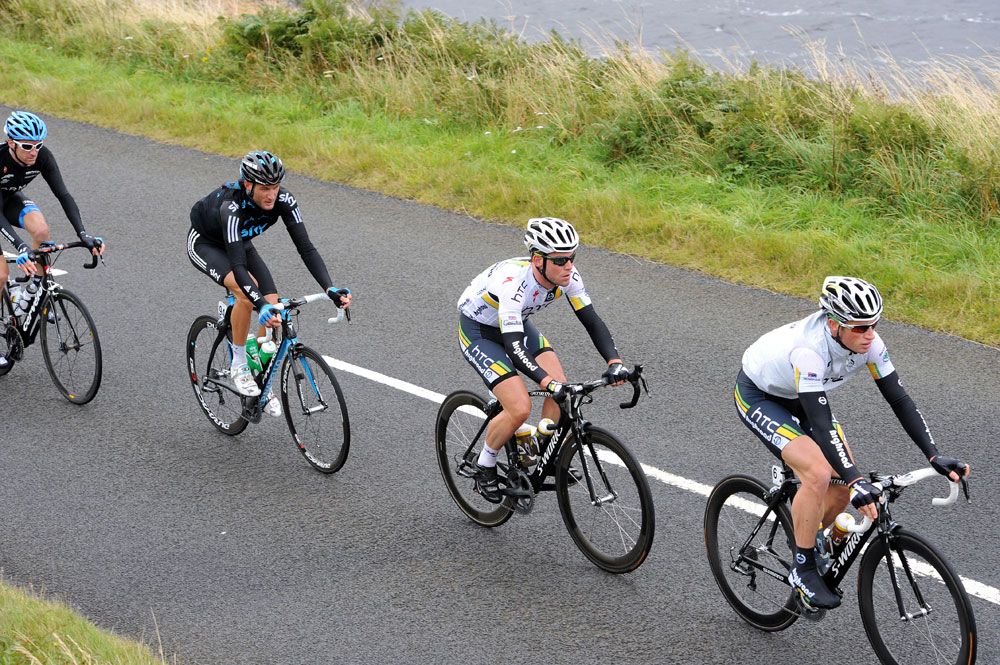 Mark Renshaw, Mark Cavendish and Steve Cummings, Tour of Britain 2011, stage one