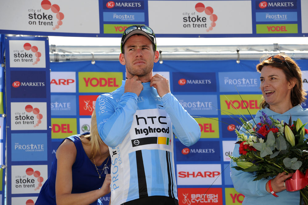 Mark Cavendish in points jersey, Tour of Britain 2011, stage three