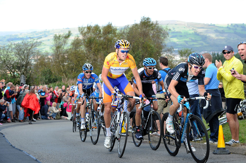 Lars Boom and Geraint Thomas on Caerphilly Mountain, Tour of Britain 2011, stage four
