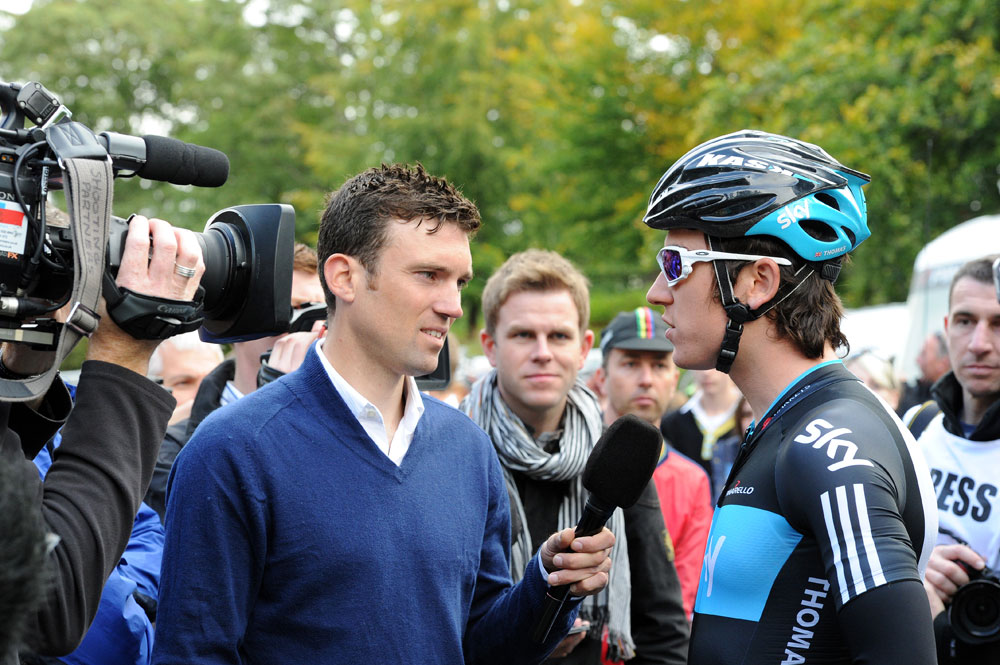 Yanto Barker interviews Geraint Thomas, Tour of Britain 2011, stage four Yanto Barker interviews Geraint Thomas, Tour of Britain 2011, stage four
