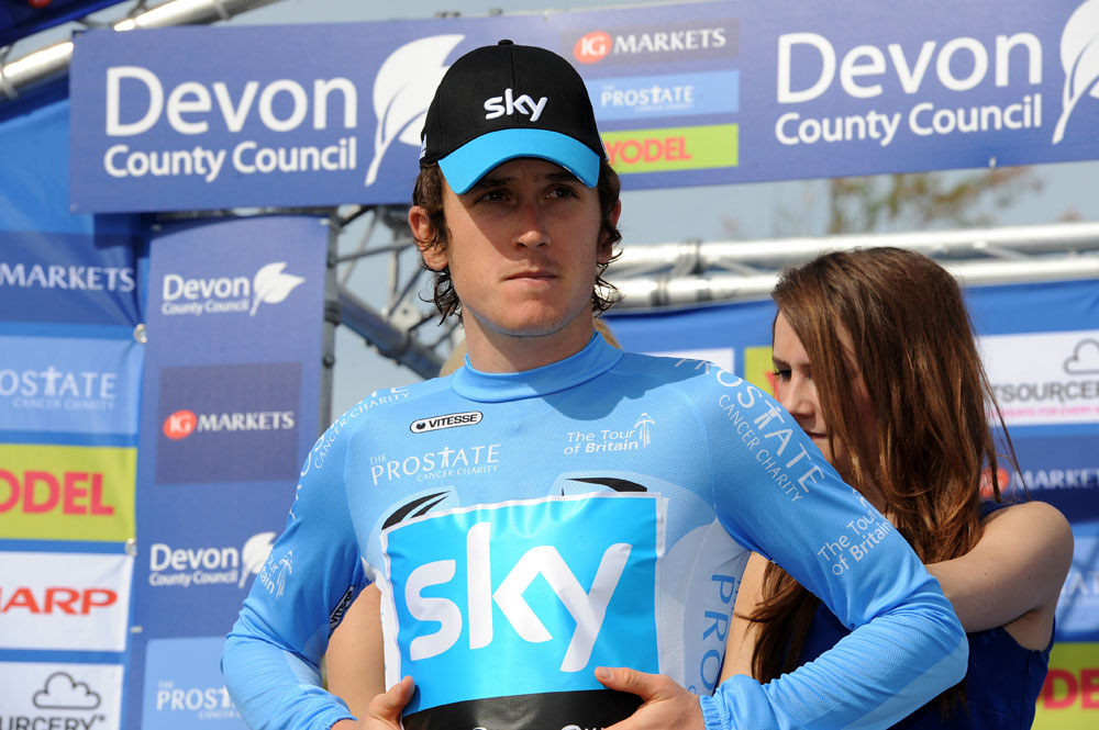 Geraint Thomas in points jersey, Tour of Britain 2011, stage five