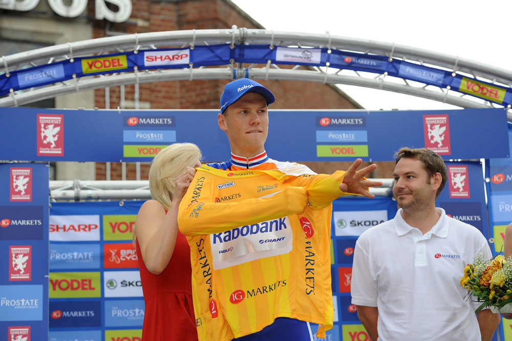 Lars Boom, race leader, Tour of Britain 2011, stage six Lars Boom, race leader, Tour of Britain 2011, stage six