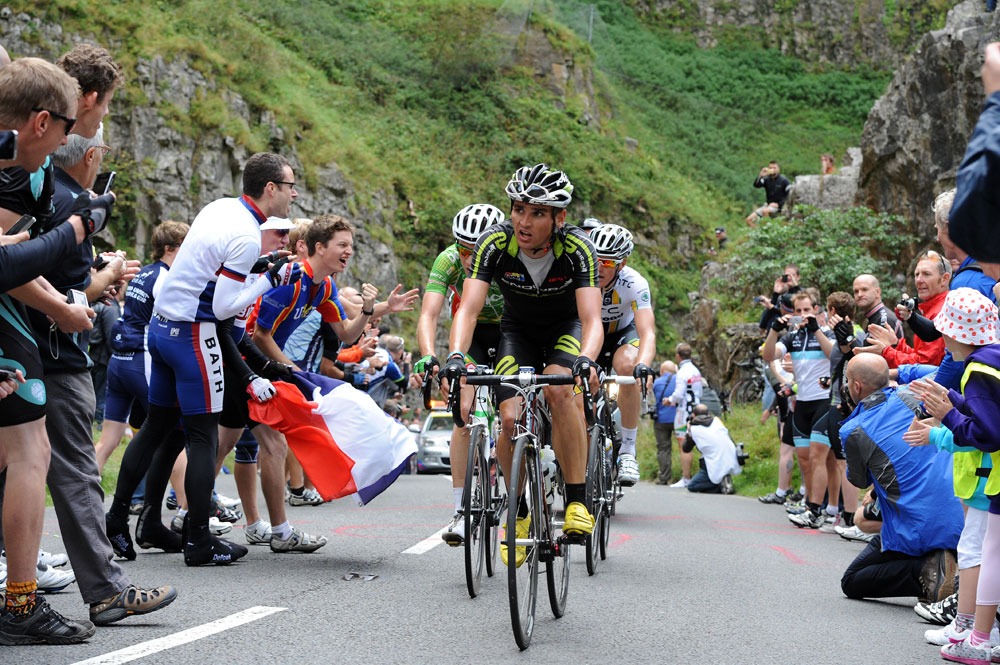 Vos, McNally and Bak in Cheddar, Tour of Britain 2011, stage six
