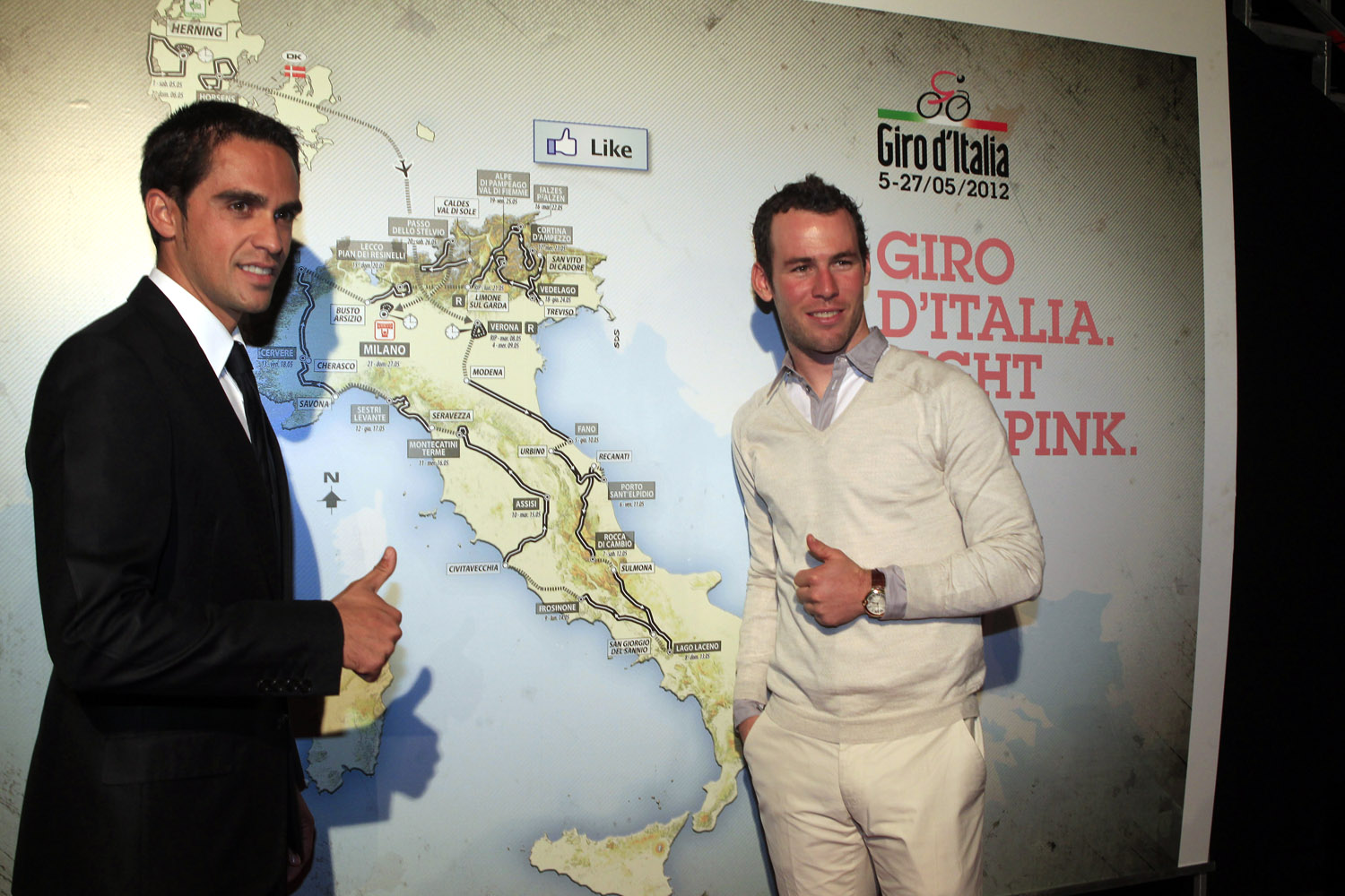 Alberto Contador and Mark Cavendish, Giro d'Italia 2012 route presentation Alberto Contador and Mark Cavendish, Giro d'Italia 2012 route presentation