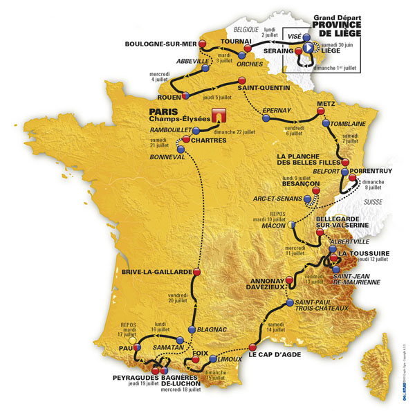 Tour de France 2012 map tour de france, tour, map, 2012